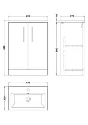 Balterley Bathroom Vanity Basin Unit, Chrome Handles, 600mm, Wood Grey - thumbnail 8