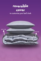 Slumberdown Coverless Comfort Printed Stripe Grey 10.5 Tog Duvet - Size: Single - thumbnail 3