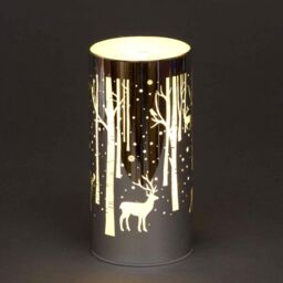 Shatchi 18cm Christmas Decorated Vase Table Deer Scene Silver - thumbnail 2