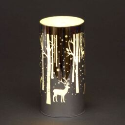 Shatchi 18cm Christmas Decorated Vase Table Deer Scene Silver