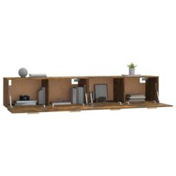 Berkfield Home Wall Cabinets 2 pcs Smoked Oak 100x36.5x35 cm Engineered Wood in Brown - thumbnail 4
