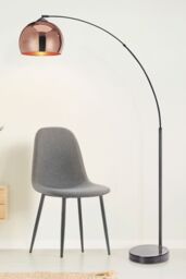 Teamson Home Modern Curved Arc Floor Lamp with Bell Shade & Marble Base, Rose Gold/Black in Rose Gold - thumbnail 4