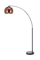 Teamson Home Modern Curved Arc Floor Lamp with Bell Shade & Marble Base, Rose Gold/Black in Rose Gold - thumbnail 2