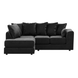 Furnishings For Less UK Brooklyn Plush Velvet 3 to 4 Seater L Shaped Corner Sofa Left Hand Facing in Black - thumbnail 2
