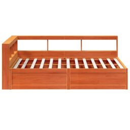 Berkfield Home Bookcase Bed without Mattress Wax Brown 160x200cm Solid Wood Pine - Size: 160x200 cm - thumbnail 6