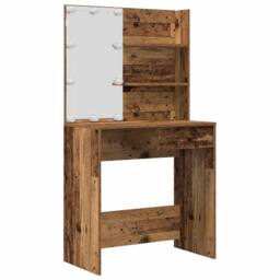 Berkfield Home Beautiful Dressing Table Set with LED Old Wood Engineered Wood in Brown - thumbnail 5