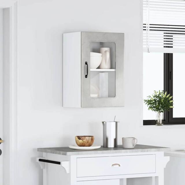Berkfield Home Kitchen Wall Cabinet with Glass Door Kalmar Grey Sonoma Wood - image 1