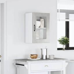Berkfield Home Kitchen Wall Cabinet with Glass Door Kalmar Grey Sonoma Wood