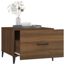 Berkfield Home Coffee Tables with Metal Legs 2 pcs Brown Oak 50x50x40 cm - Size: 50 x 50 x 40 cm - thumbnail 5