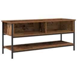 Berkfield Home TV Cabinet Old Wood 100x35x45 cm Engineered Wood & Steel in Brown - Size: 100 x 35 x 45 cm - thumbnail 2