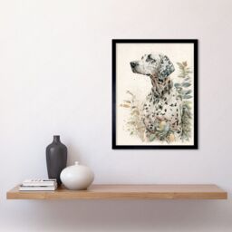"Artery8 Wall Art Print Dalmatian Dog in Field Soft Watercolour Pencil Portrait Art Framed in Black - Size: W12"" x H16""" - thumbnail 2