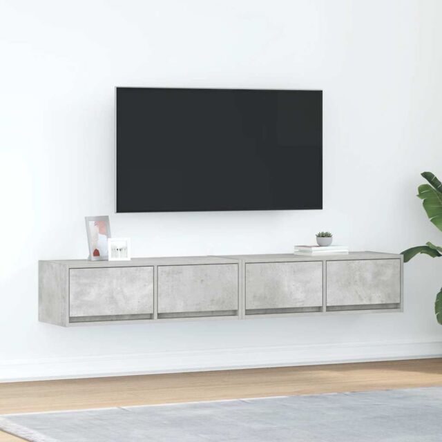 Berkfield Home TV Cabinets 2 pcs Concrete Grey 80x31x25.5 cm Engineered Wood - image 1