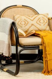 Furn Banda Woven 100% Cotton Tasselled Throw in Brown - thumbnail 3