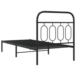 Berkfield Home Metal Bed Frame without Mattress with Headboard Black 90x190cm - Size: 90x190 cm - thumbnail 6