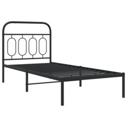 Berkfield Home Metal Bed Frame without Mattress with Headboard Black 90x190cm - Size: 90x190 cm - thumbnail 3