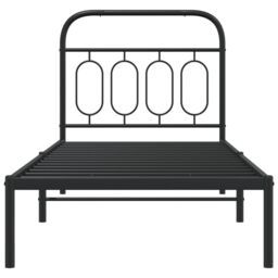 Berkfield Home Metal Bed Frame without Mattress with Headboard Black 90x190cm - Size: 90x190 cm - thumbnail 4