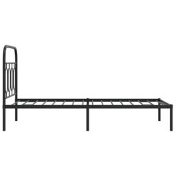 Berkfield Home Metal Bed Frame without Mattress with Headboard Black 90x190cm - Size: 90x190 cm - thumbnail 5
