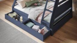 Flair Ollie Wooden Triple Bunk Bed with Drawers in Blue - Size: Double - thumbnail 5