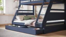 Flair Ollie Wooden Triple Bunk Bed with Drawers in Blue - Size: Double - thumbnail 4