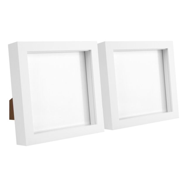 "Nicola Spring 3D Box Photo Frames - 6"" x 6"" - Pack of 2 in White" - image 1
