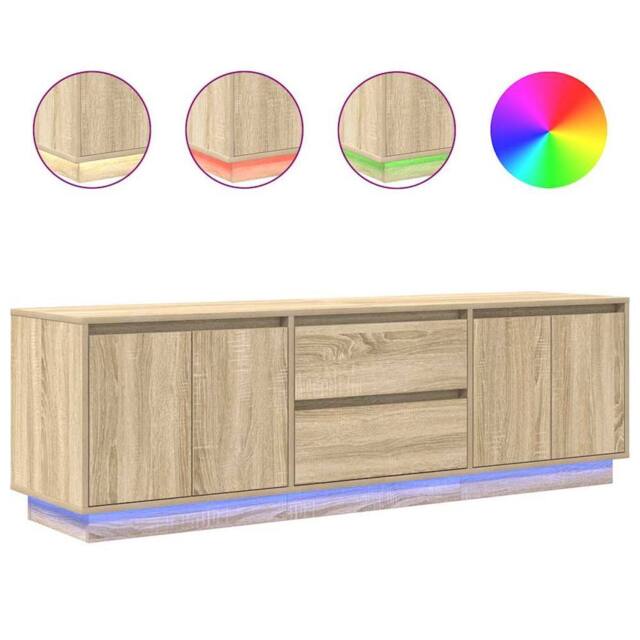 Berkfield Home TV Cabinet with LED Lights Sonoma Oak 160.5x41x50 cm in Brown - image 1