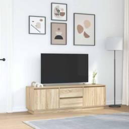 Berkfield Home TV Cabinet with LED Lights Sonoma Oak 160.5x41x50 cm in Brown - thumbnail 4