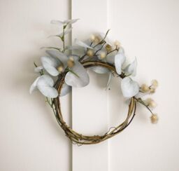Bloom Artificial Medium Eucalyptus Round Hoop Wreath - Faux Foliage Home Wall, Door, Table Decoration - 23cm Diameter in Blue - thumbnail 3