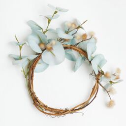 Bloom Artificial Medium Eucalyptus Round Hoop Wreath - Faux Foliage Home Wall, Door, Table Decoration - 23cm Diameter in Blue - thumbnail 1