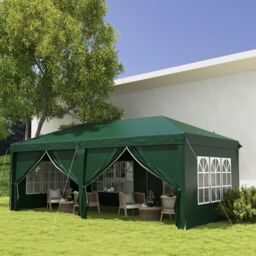 OUTSUNNY 3 x 6 m Pop Up Gazebo with Sides & Windows in Dark Green - thumbnail 1