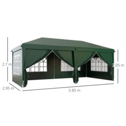 OUTSUNNY 3 x 6 m Pop Up Gazebo with Sides & Windows in Dark Green - thumbnail 3