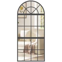 HOMCOM Large Arched Wall Mirror with 3-Piece & Tempered Glass in Black - Size: 120 - thumbnail 2