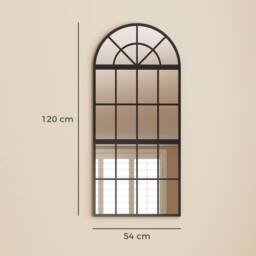 HOMCOM Large Arched Wall Mirror with 3-Piece & Tempered Glass in Black - Size: 120 - thumbnail 3