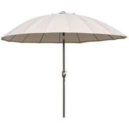 OUTSUNNY 2.5m Round Curved Adjustable Parasol Sun Umbrella Metal Pole in Off-White - thumbnail 2