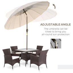 OUTSUNNY 2.5m Round Curved Adjustable Parasol Sun Umbrella Metal Pole in Off-White - thumbnail 5