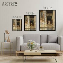 "Artery8 Venetian Passageway Watercolour Sargent Framed Canvas Wall Art Print in Brown - Size: W12"" x H16""" - thumbnail 4