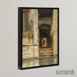 "Artery8 Venetian Passageway Watercolour Sargent Framed Canvas Wall Art Print in Brown - Size: W12"" x H16""" - thumbnail 2