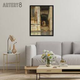 "Artery8 Venetian Passageway Watercolour Sargent Framed Canvas Wall Art Print in Brown - Size: W12"" x H16""" - thumbnail 3