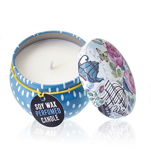 KDMD Art Tin Candle - Assorted Design - Parisian Weekend - Peonies in Blue - image 1