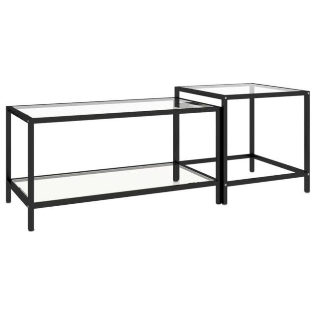 Berkfield Home Tea Tables 2 pcs Tempered Glass Transparent in Clear - image 1