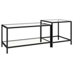 Berkfield Home Tea Tables 2 pcs Tempered Glass Transparent in Clear - thumbnail 1