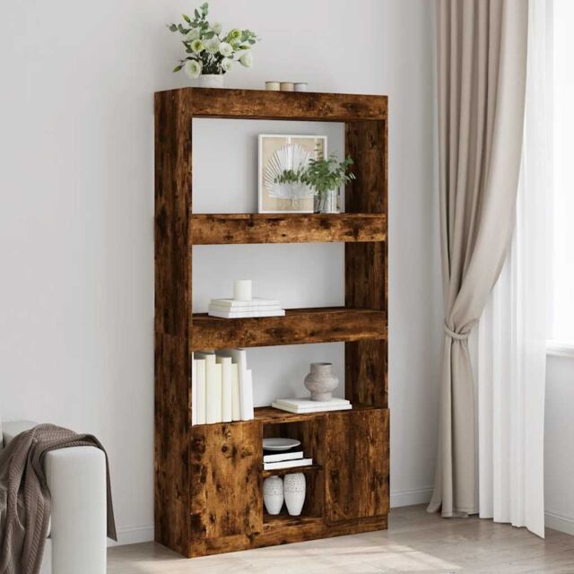 Berkfield Home Highboard¬†Smoked Oak 92x33x180 cm Engineered Wood in Brown - Size: 92 x 33 x 180 cm - image 1