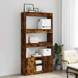 Berkfield Home Highboard¬†Smoked Oak 92x33x180 cm Engineered Wood in Brown - Size: 92 x 33 x 180 cm - thumbnail 3