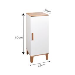 Showerdrape Amalfi Matt White & Bamboo Single Floor Bathroom Cabinet - thumbnail 3