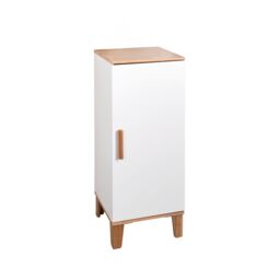 Showerdrape Amalfi Matt White & Bamboo Single Floor Bathroom Cabinet - thumbnail 4