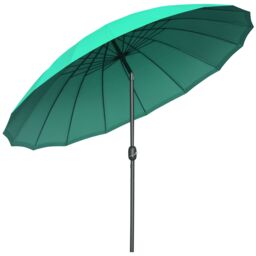 OUTSUNNY 2.5m Round Curved Adjustable Parasol Sun Umbrella Metal Pole in Green - thumbnail 2
