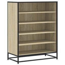 Berkfield Home Shoe Cabinet Sonoma Oak 75x38x97.5 cm Engineered Wood & Metal in Brown - thumbnail 2