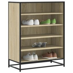 Berkfield Home Shoe Cabinet Sonoma Oak 75x38x97.5 cm Engineered Wood & Metal in Brown - thumbnail 1