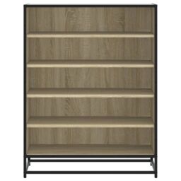 Berkfield Home Shoe Cabinet Sonoma Oak 75x38x97.5 cm Engineered Wood & Metal in Brown - thumbnail 4