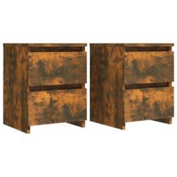 Berkfield Home Bedside Cabinets 2 pcs Smoked Oak 30x30x40 cm Engineered Wood in Brown - Size: 30 x 30 x 40 cm - thumbnail 1