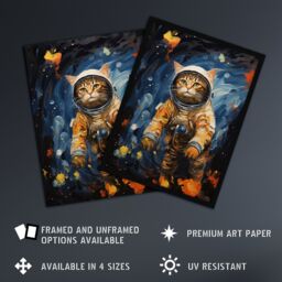 "Artery8 Ground Control To Ginger Tom Artwork Fun Space Cat Oil Painting Extra Large XL Unframed Wall Art Poster Print - Size: W24"" x H32""" - thumbnail 2